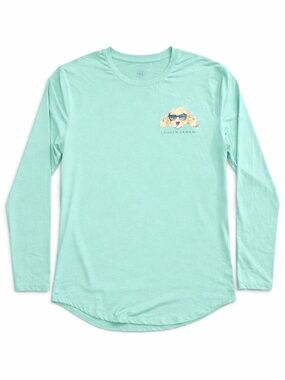 Lauren James Mint Green Dog Graphic Long Sleeve Tee Size Small Shades & Sand